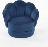 Kinderclubstoel - Middernachtblauw fluweel - Massief grenenhout - L 47,5 x D 44 x H 42 cm - ANGA
