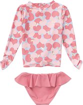 Snapper Rock - UV Ruffle zwemset voor meisjes - Lange mouw - Apple Love - maat 104-110cm