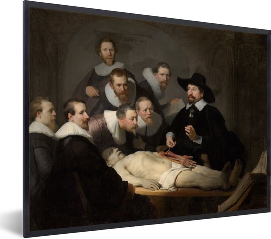 Fotolijst incl. Poster - De anatomische les van Dr. Nicolaes Tulp - Schilderij van Rembrandt van Rijn - 40x30 cm - Posterlijst