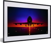 Photo encadrée - Différentes couleurs derrière l'avion décollant cadre photo noir avec passe-partout blanc 60x40 cm - Affiche encadrée (Décoration murale salon / chambre)