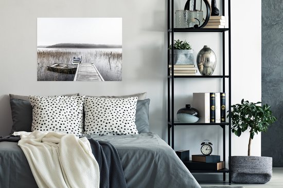 Barques amarrées à une jetée Poster 80x60 cm - Tirage photo sur Poster (décoration murale salon / chambre)