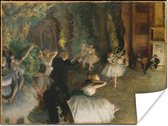 La répétition du ballet sur scène - Peinture d'Edgar Degas Poster 160x120 cm - Tirage photo sur Poster (décoration murale salon / chambre) XXL / Grand format!