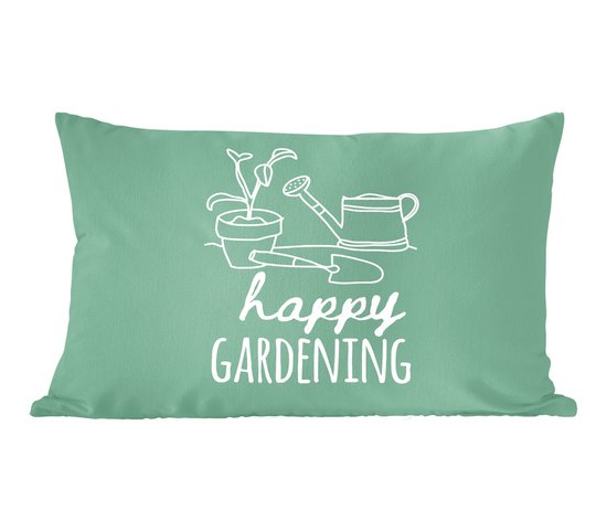 Sierkussen - Happy Gardening Liggend - Multicolor - 30 Cm X 50 Cm