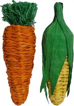 Rosewood speelgroente set maiskolf en wortel - 20x7 cm 2 st - 1 stuks