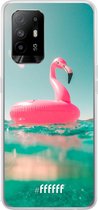 6F hoesje - geschikt voor OPPO A94 5G -  Transparant TPU Case - Flamingo Floaty #ffffff