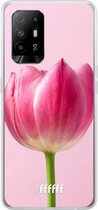 6F hoesje - geschikt voor OPPO A94 5G -  Transparant TPU Case - Pink Tulip #ffffff