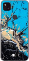 6F hoesje - geschikt voor Google Pixel 4a 5G -  Transparant TPU Case - Blue meets Dark Marble #ffffff