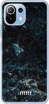 6F hoesje - geschikt voor Xiaomi Mi 11 Lite -  Transparant TPU Case - Dark Blue Marble #ffffff