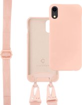 Coverzs Silicone case met dik koord geschikt voor Apple iPhone Xr - roze