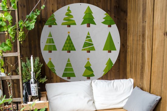 Motif Cercle de Jardin - Sapin de Noël - Noël - 120x120 cm - Affiche de Jardin Ronde - Extérieur - XXL