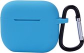 Case2go - Coque adaptée pour Apple Airpods Pro - Housse Airpods en Siliconen avec mousqueton - Coque pour Airpods 3 - Blauw clair
