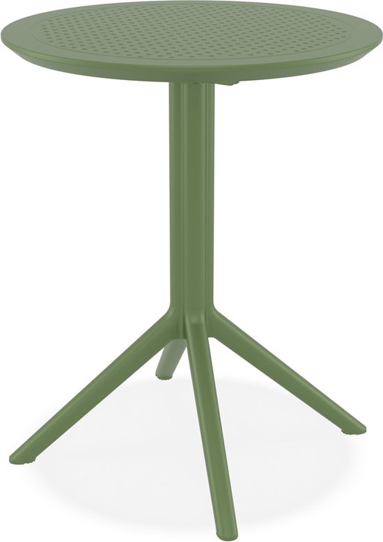 Alterego Ronde opvouwbare tafel 'GIMLI' van groene kunststof voor binnen/buiten - Ø 60 cm