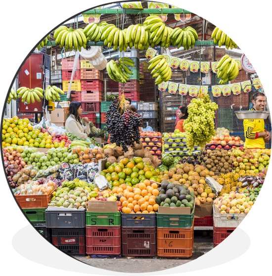 WallCircle - Wandcirkel - Muurcirkel - Krat - Fruit - Groente - Markt - Aluminium - Dibond - ⌀ 140 cm - Binnen en Buiten