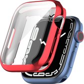 YONO Full Cover Bumper geschikt voor Apple Watch Series 7 / 8 (45 mm) - Screen Protector Hoesje iWatch - Rood