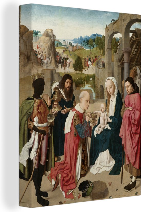 Canvas Schilderij De aanbidding van de koningen - Schilderij van Geertgen tot Sint Jans - 60x80 cm - Wanddecoratie