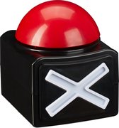 Relaxdays Buzzer met licht en geluid - quizknop - draadloos - voor spelavonden - rode knop