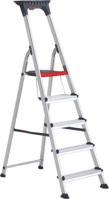 Altrex Double Decker® Huishoudtrap 5 treeds - Lichtgewicht aluminium - Werkhoogte 3,0 meter - Opberghoogte 1,86m
