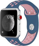 Mobigear Active Siliconen Bandje Geschikt voor Apple Watch Series 5 (44 mm) - Blauw / Roze