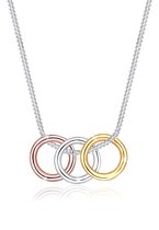 Elli Dames Halsketting Dames Cirkelhanger Tri-Colour Trend in 925 Sterling Zilver