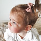 Baby haarspeldje met strikje - soft pink rib | Roze | Baby
