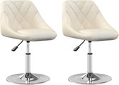 vidaXL Eetkamerstoelen draaibaar 2 st fluweel crèmekleurig