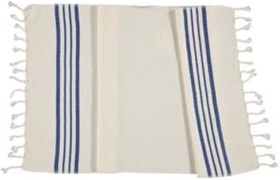Kleine Hamamdoek Krem Sultan Natural Royal Blue - 100x50cm - dunne katoenen handdoek - sneldrogende saunahanddoek (niet geschikt als lendendoek)