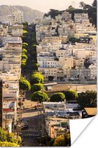 Heuvels van San Francisco Poster 60x90 cm - Foto print op Poster (wanddecoratie woonkamer / slaapkamer) / Amerikaanse steden Poster