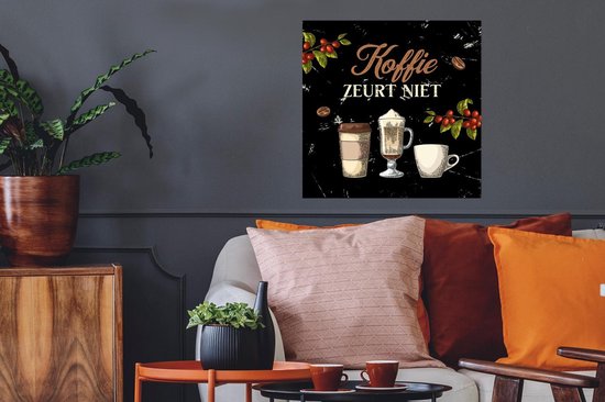 Affiche Café - Tasse à Café - Vintage - 50x50 cm - Cadeau Femme - Cadeau Saint Valentin Femme - Cadeau Mari - Cadeau Saint Valentin pour Lui