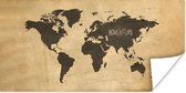 Wereldkaarten - Wereldkaart - Quote - Grijs - 160x80 cm