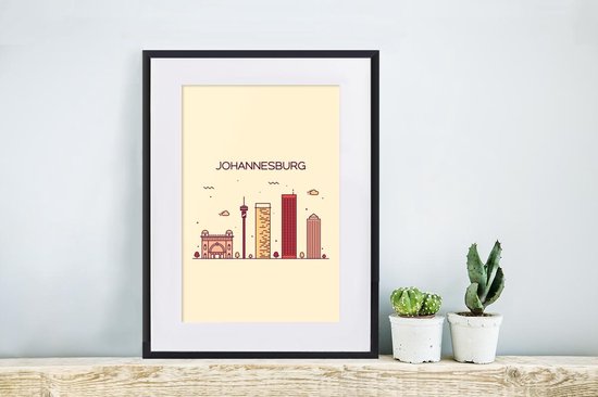 Cadre photo avec affiche - Johannesburg - Skyline - Afrique du Afrique - 30x40 cm - Cadre pour affiche