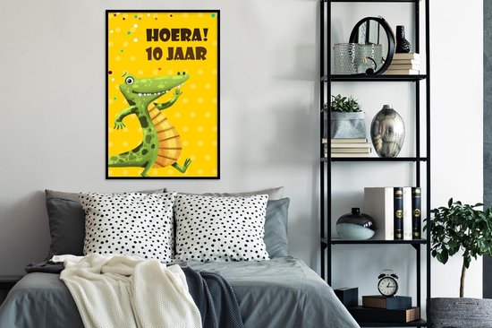 Fotolijst incl. Poster - Feest - Krokodil - 10 jaar - 80x120 cm - Posterlijst