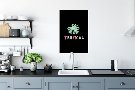 Poster Tropical - Été - Zwart - 40x60 cm