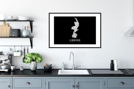 Cadre photo avec affiche - Limbourg - Carte - Pays- Nederland - 90x60 cm - Cadre pour affiche