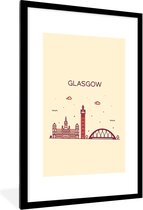Illustration skyline 'Glasgow' sur fond marron clair 60x90 cm