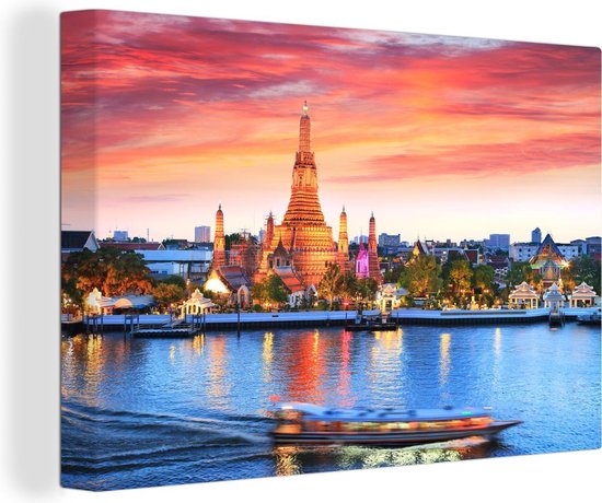 Wat Arun Bangkok Canvas 120x80 cm - Foto print op Canvas schilderij (Wanddecoratie)