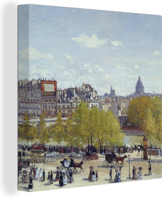 Canvas Schilderij Quai du Louvre - Claude Monet - Oude meesters - 90x90 cm - Wanddecoratie