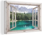 Toile - Transparent - Lac - Paysage - Montagnes - Arbres - 140x90 cm - Peinture sur toile - Toile sur toile