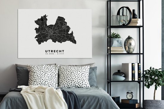 Tableau sur toile Utrecht - Nederland - Carte routière - 140x90 cm - Décoration murale