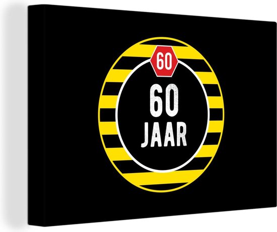 Toile Peinture Anniversaire - 60 Ans - Décoration - 180x120 cm - Décoration murale XXL