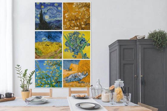 Oude Meesters Canvas - 120x180 - Canvas Schilderij - Van Gogh - Collage - Sterrennacht