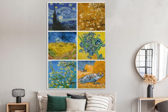 Oude Meesters Canvas - 120x180 - Canvas Schilderij - Van Gogh - Collage - Sterrennacht