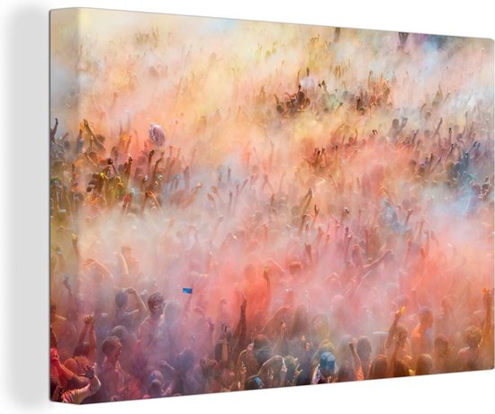 Canvas Schilderij Holi festival - 90x60 cm - Wanddecoratie