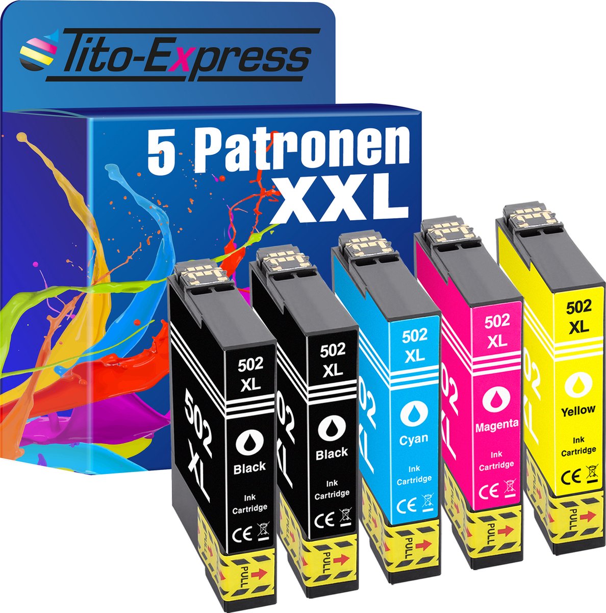 Tito-Express Epson 502 XL 5x inkt cartridge alternatief voor Epson 502XL Expression Home XP-5150 XP-5155 XP-5100 XP-5105, Workforce WF-2860 WF-2865 WF-2880 WF-2885 WF-2865DWF WF-2860DWF - Tito-EXpress