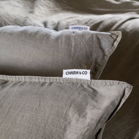 Charm & Co Stone washed - Dekbedovertrek - 100% Zacht Katoen - Eenpersoons - 140 x 200/220 - Bruin van Charm & Co — afbeelding 5