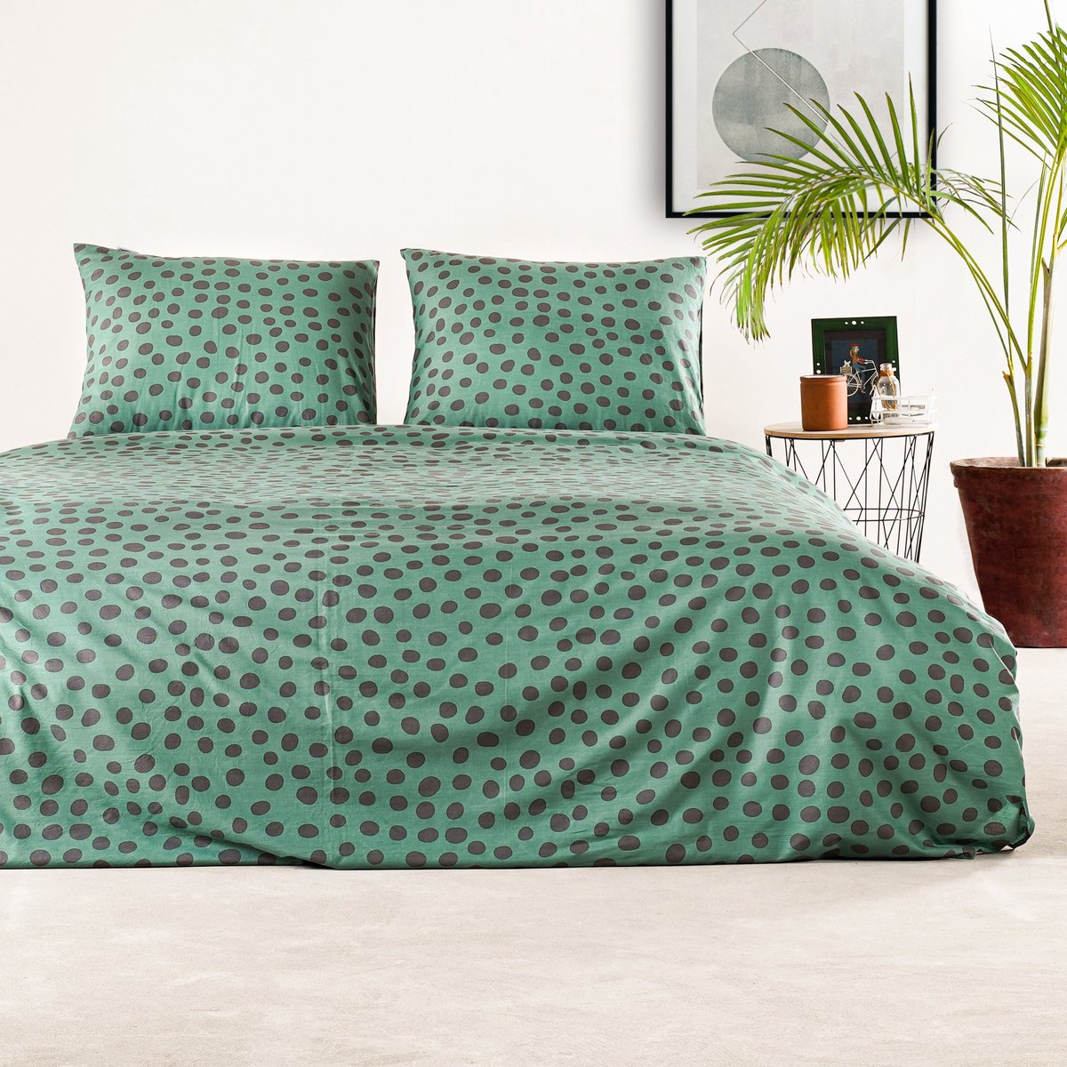 Charm & Co Dotted - Dekbedovertrek - Lits-jumeaux - 240 x 200/220 - Groen