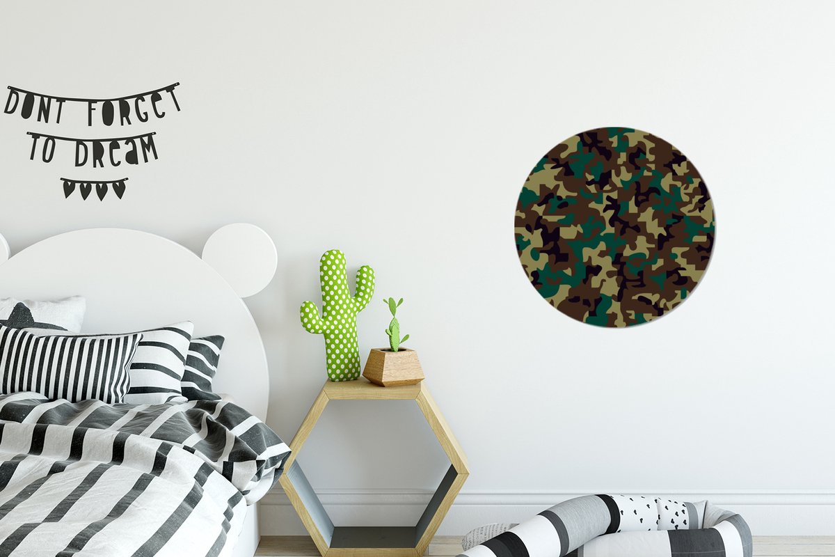 Motif camouflage avec des couleurs sombres Assiette en plastique cercle  mural ⌀ 60 cm