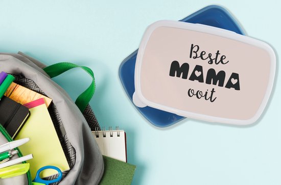 Lunch box Blauw - Lunch box - Boîte à pain - Maman - Proverbes - Best mama ever - Citations - 18x12x6 cm - Enfants - Garçon