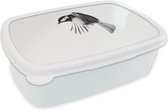 Lunch box Wit - Lunch box - Boîte à pain - Vogel - Ressorts - Zwart - Wit - 18x12x6 cm - Adultes