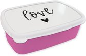 Broodtrommel Roze - Lunchbox Love - Quotes - Spreuken - Brooddoos 18x12x6 cm - Brood lunch box - Broodtrommels voor kinderen en volwassenen