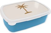 Broodtrommel Blauw - Lunchbox - Brooddoos - Zomer - Palmboom - Geel - 18x12x6 cm - Kinderen - Jongen